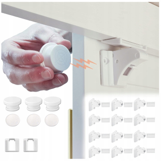 12× TIKOLA MAGNETICKÝ ZÁMEK NA NÁBYTOK A ZÁSUVKY + 3× kľúč na magnetické zámky skriniek a zásuviek